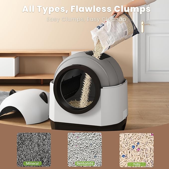 Realbear Automatic Cat Litter Box Self Cleaning Litter Box Large Capacity for Multiple Cats, App Control with Safety Sensors, Includes Scent Cartridge & 2 Roll Garbage Bags
