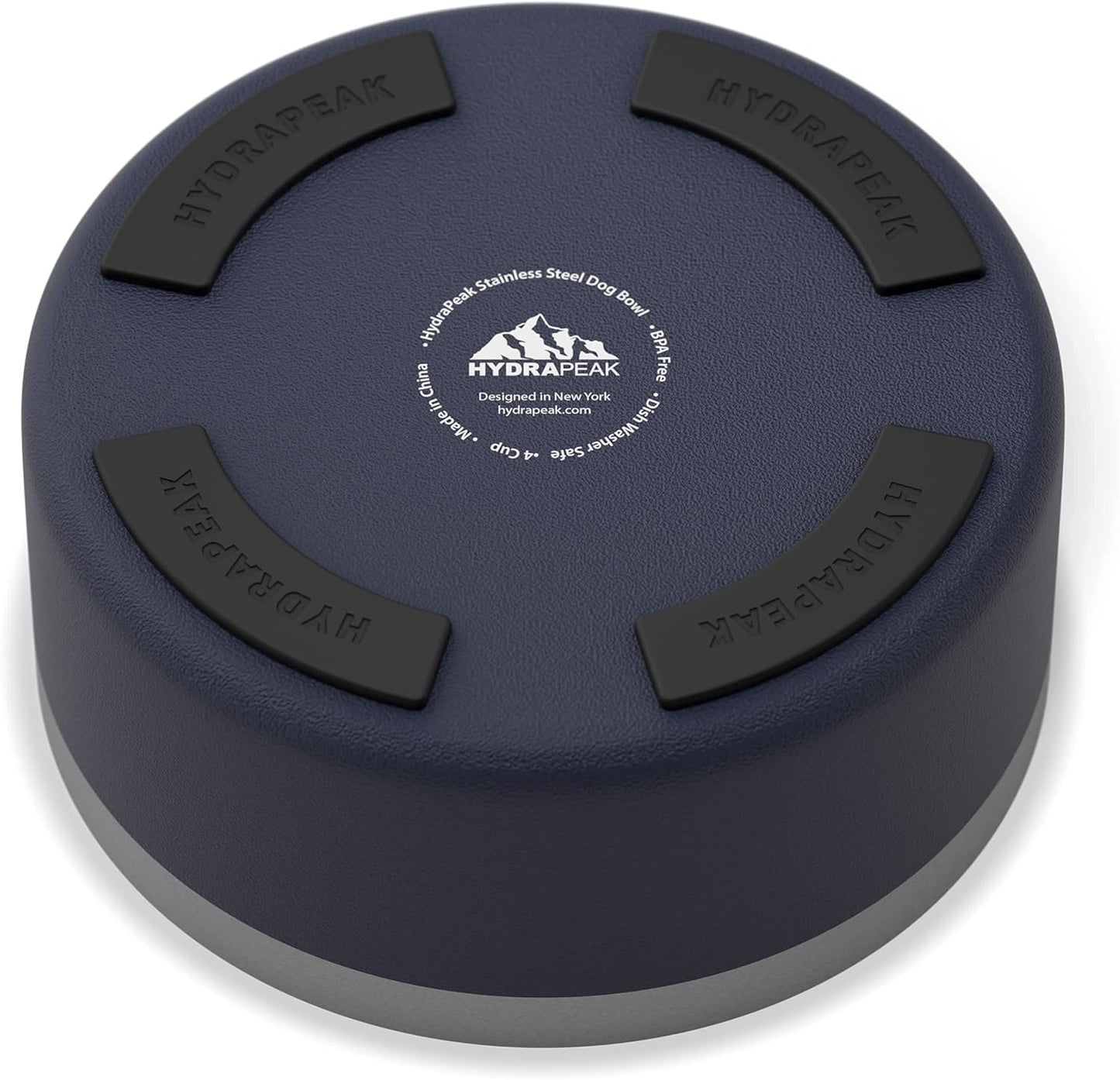 Hydrapeak Dog Bowl; Non Slip Stainless Steel; Water and Food Dish; Large Sized and Small Dogs; 32oz 64oz; Multiple Sizes; 4 Cup | Navy - Pet Explorer