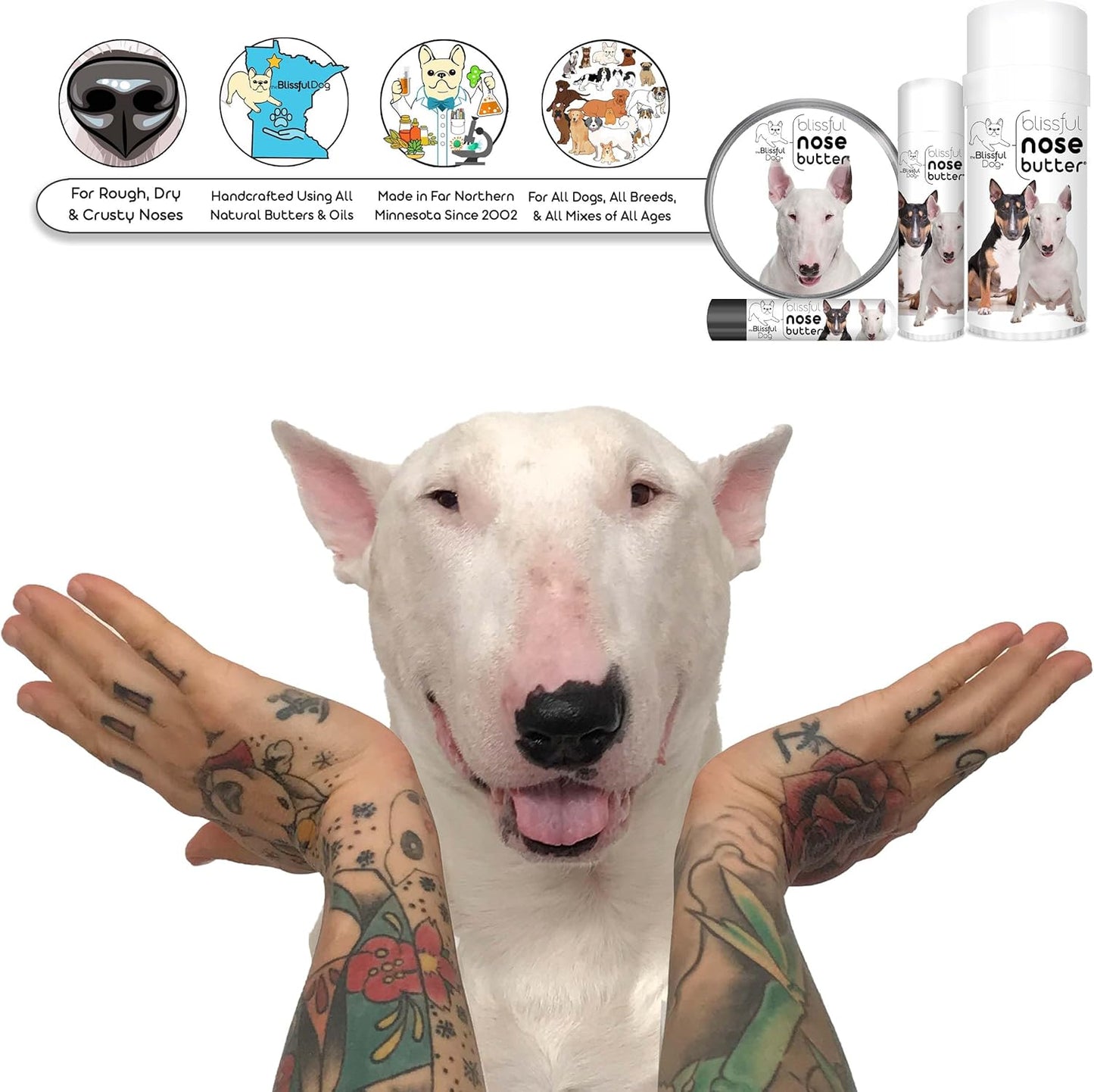 The Blissful Dog Bull Terrier Unscented Nose Butter, 1 oz - Pet Explorer