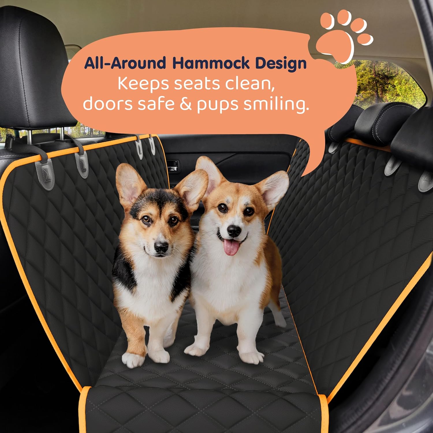 Dog Car Seat Cover for Back Seat, Waterproof Hammock for Car, SUV & Truck, Non-Slip Backseat Cover for Dogs, Heavy-Duty Dog Hammock Style Seat Protector Pets, Easy to Install & Clean - Pet Explorer