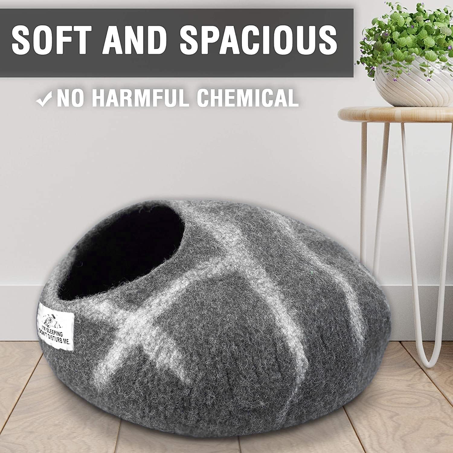 Luxurious Eco-Friendly Merino Wool Cat Cave Bed - Foldable Hideaway Pod for Indoor Cats - Premium Felt Kitten Beds - Covered Cat House for Ultimate Cozy Comfort by Woolygon - Pet Explorer