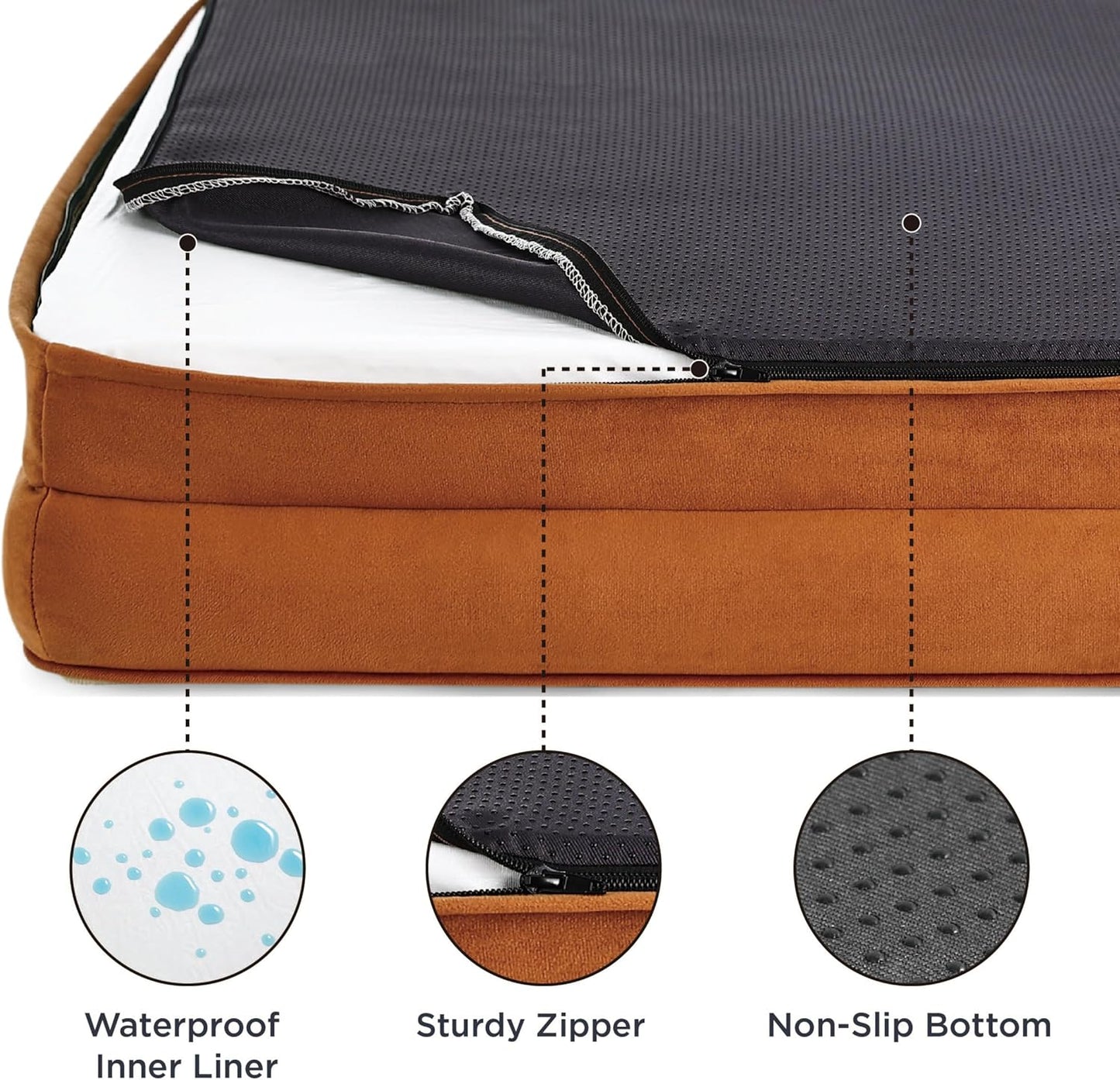 Bedsure XL Orthopedic Dog Bed for Extra Large Dogs - Washable XLarge Dog Cat Bed Waterproof, Comfort Dogs Couch Sofa with Washable Removable Cover, Pet Bed with Nonskid Bottom, Ember Clay, 42" - Pet Explorer