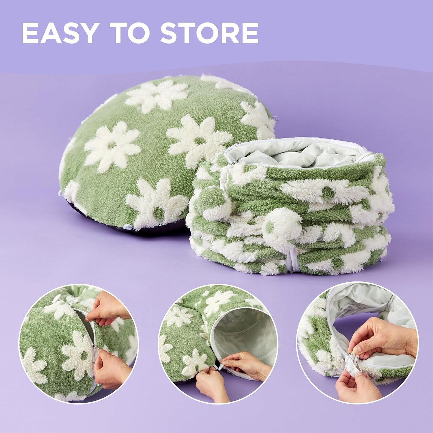 Lesure Cat Tunnel Bed for Indoor Cats - Cute Cat Donut Tunnel Toys for Small Large Cats with Washable Circle Cushion, Round Pet Peekaboo Cave Toy for Kitten/Puppy/Rabbit, Standard Green - Pet Explorer