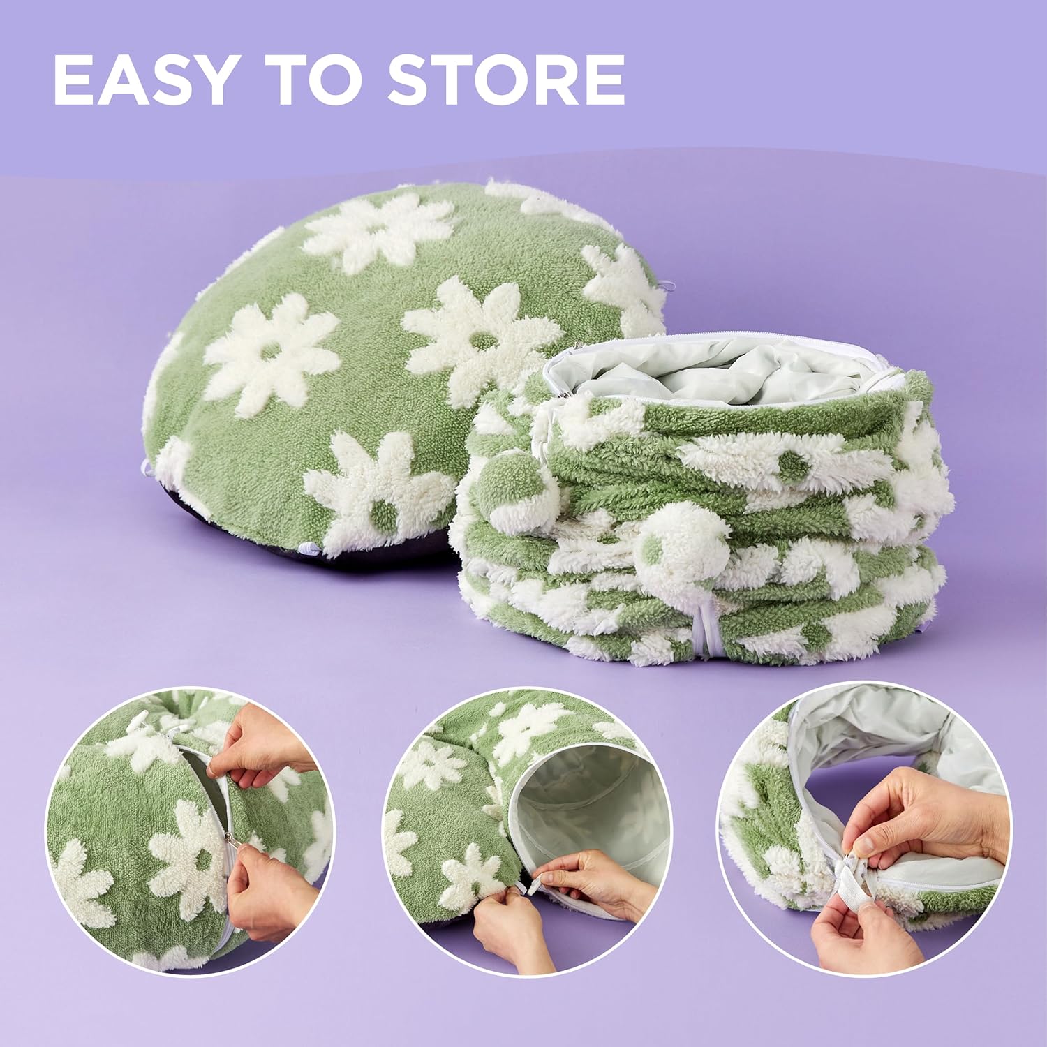 Lesure Cat Tunnel Bed for Indoor Cats - Cute Cat Donut Tunnel Toys for Small Large Cats with Washable Circle Cushion, Round Pet Peekaboo Cave Toy for Kitten/Puppy/Rabbit, Standard Green - Pet Explorer