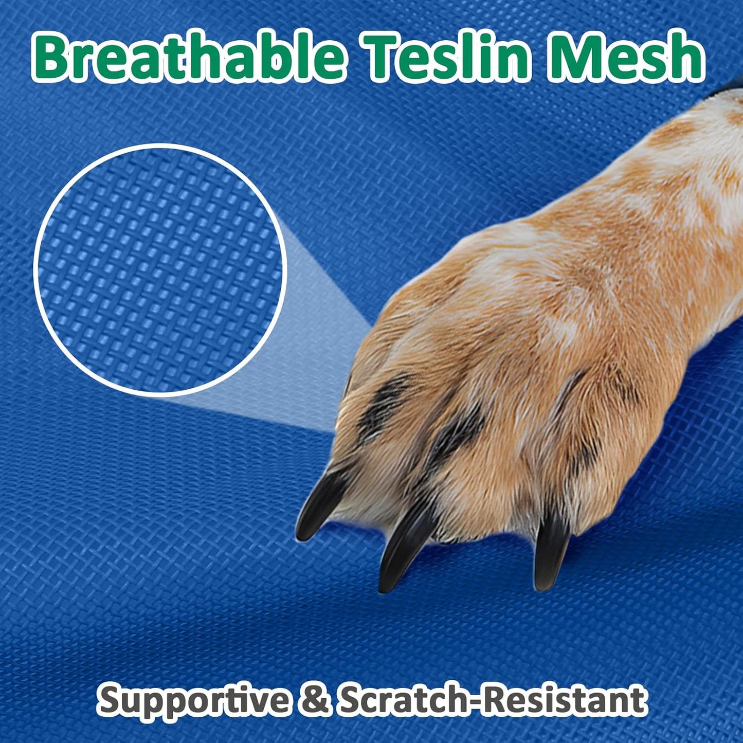 Outdoor Dog Beds Large Sized Dogs, Cooling Elevated Dog Bed with Breathable Mesh & Non Slip Feet, Raised Pet Bed Off The Ground, Lifted Place Cot (L, Blue) - Pet Explorer