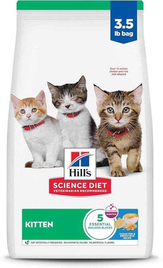 Hill's Science Diet Kitten Dry Cat Food, Ocean Fish & Brown Rice, 3.5 lb. Bag