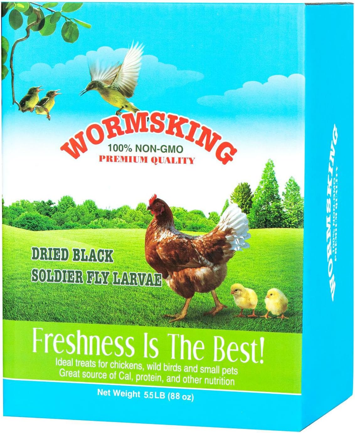 5.5LB Dried Black Soldier Fly Larvae, More Calcium Than Dried Mealworms, High Protein Chicken Feed, Poultry Treat
