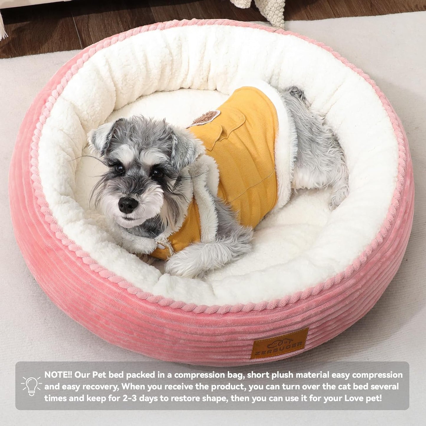 23in Pink Round Cat Dog Bed for Large Medium Small Dogs Cats, Machine Washable Sleeping Sofa, Non-Slip Bottom Breathable Soft Calming Pet Cuddler for Indoor/Outdoor/Car/Cage - Pet Explorer