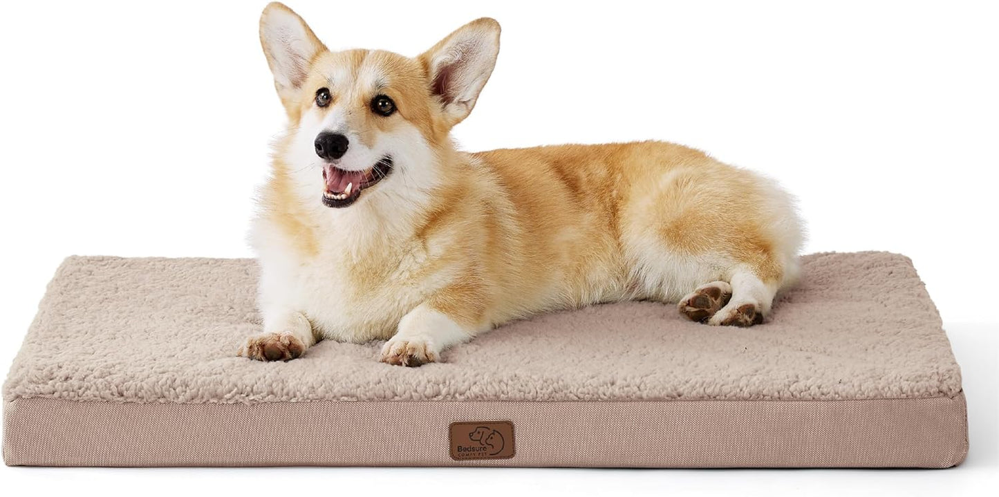 Bedsure Large Dog Bed for Crate - Orthopedic Flat Pet Beds with Removable Washable Cover, Egg Crate Foam Crate Mat, Suitable for Pet Up to 50 lbs - Pet Explorer