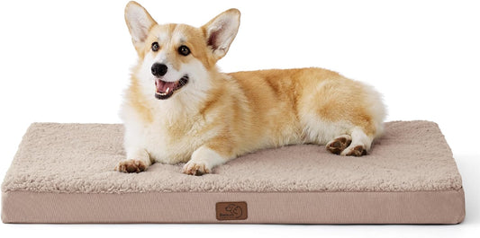 Bedsure Large Dog Bed for Crate - Orthopedic Flat Pet Beds with Removable Washable Cover, Egg Crate Foam Crate Mat, Suitable for Pet Up to 50 lbs - Pet Explorer