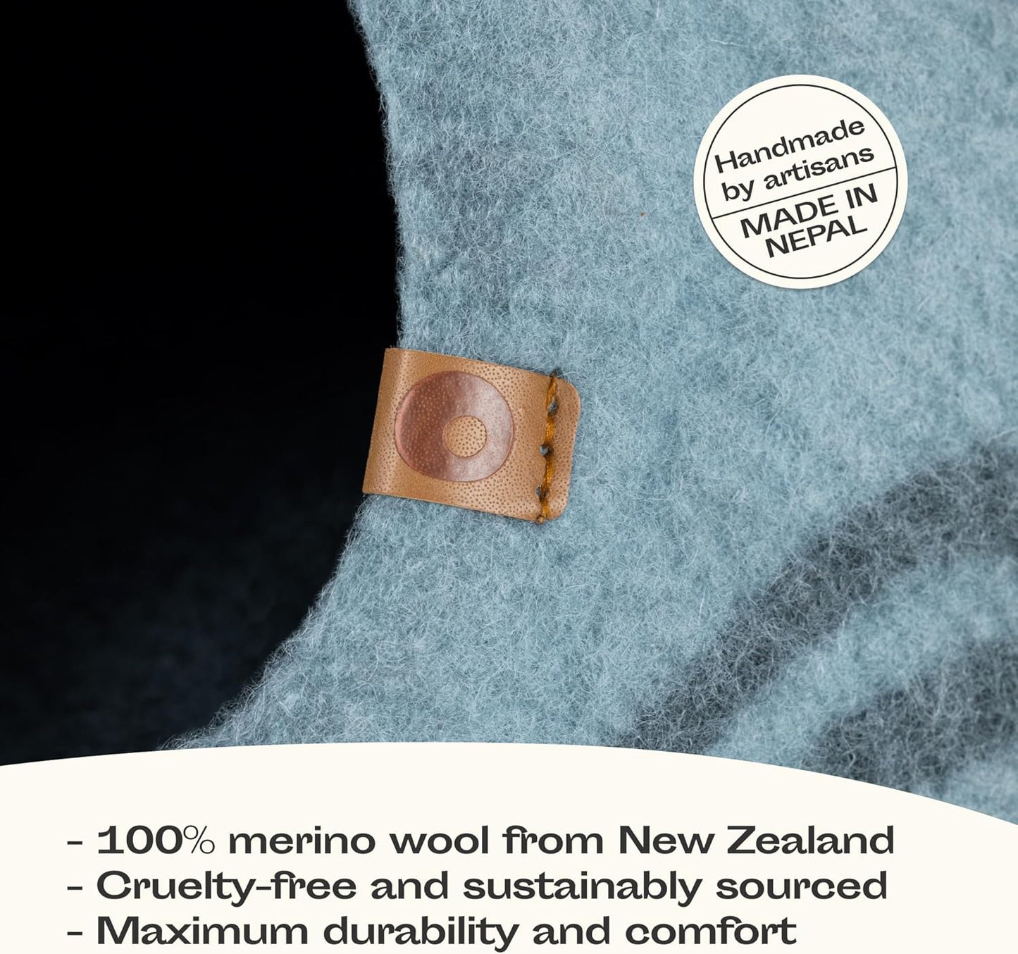 MEOWFIA Cat Cave – Premium Felt Cat Bed for Indoor Cats, Handmade 100% Merino Wool (Aquamarine, Large) - Pet Explorer