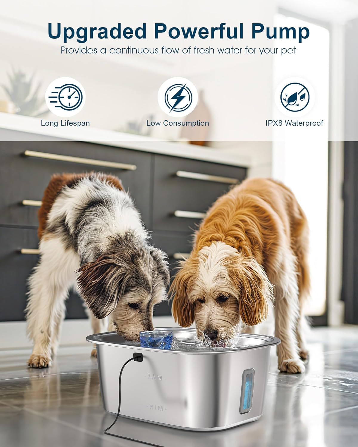 Dog Water Fountain Pump Replacement for D2341, D2419, D2223, D2322 Models, Pet Water Fountain Replacement Pump for PETNF Stainless Steel Large Dog Fountain for Large Dogs, Long Lifespan, Ultra Quiet - Pet Explorer