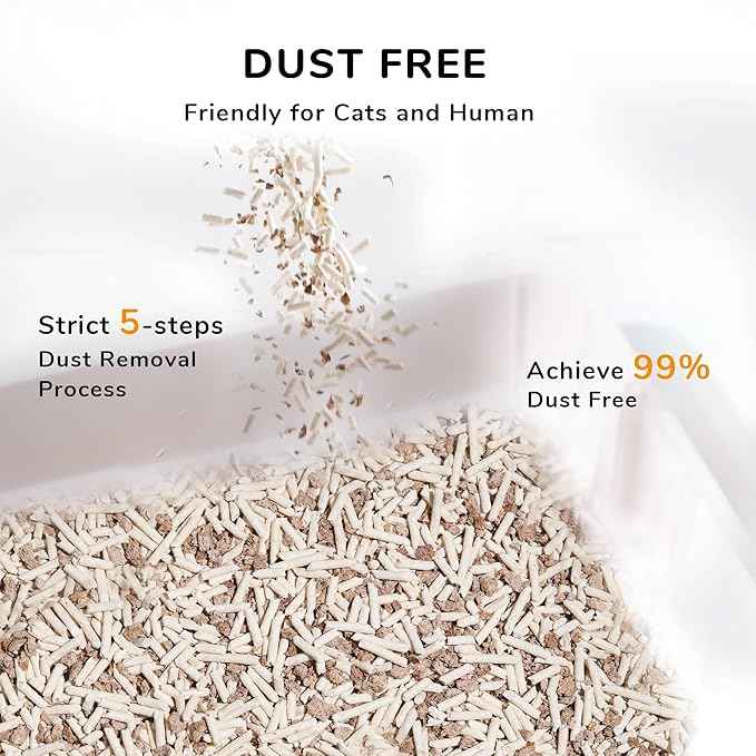 FUKUMARU Tofu Cat Litter, 18 LBS Clumping Cat Litter Flushable, Dust Free, Natural, Unscented, Lightweight, Low Tracking, Mixed Apple Wood, 24/7 Odor Control, 6lb x 3bags
