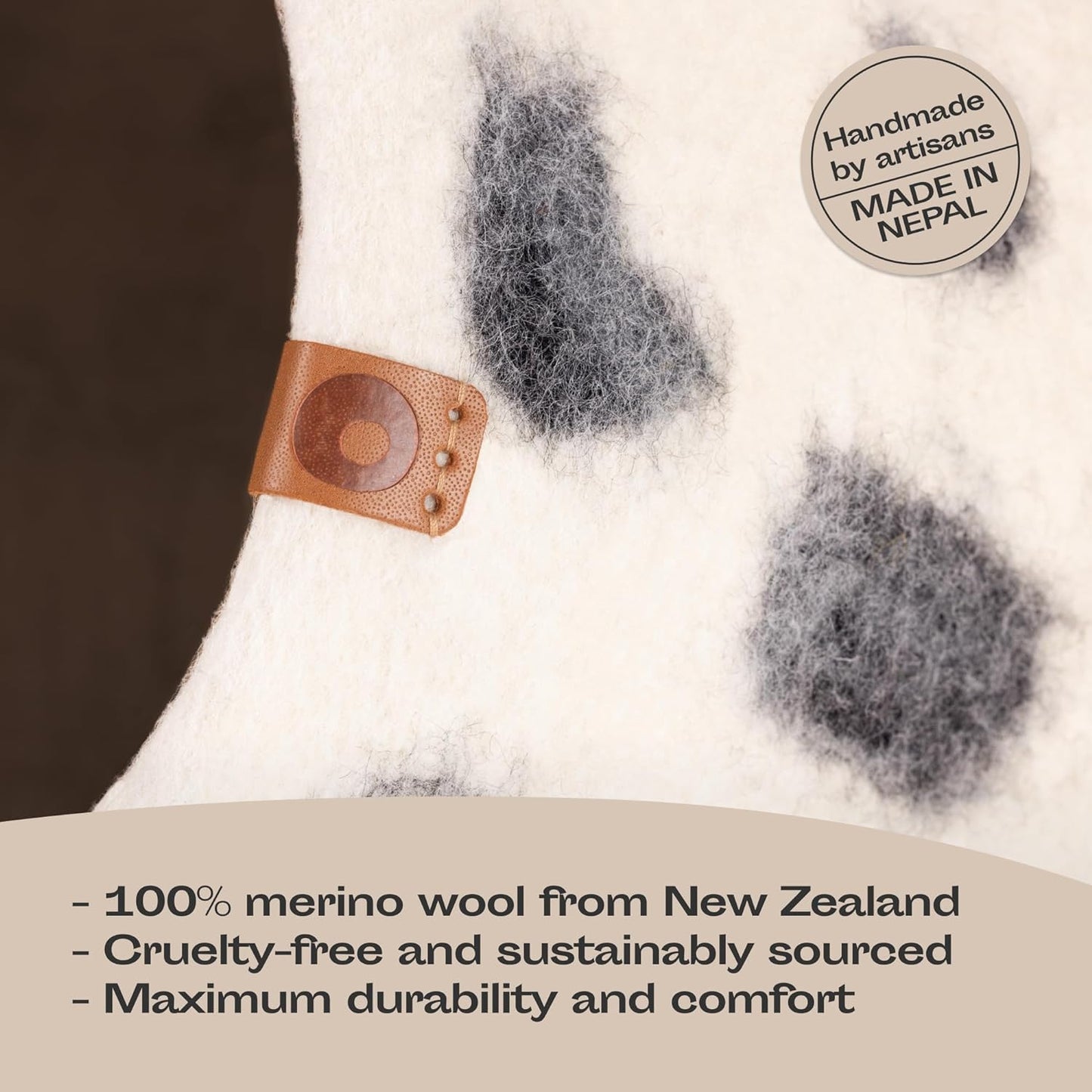 MEOWFIA Cat Cave – Premium Felt Cat Bed for Indoor Cats, Handmade 100% Merino Wool (Medium, Snow Leopard) - Pet Explorer