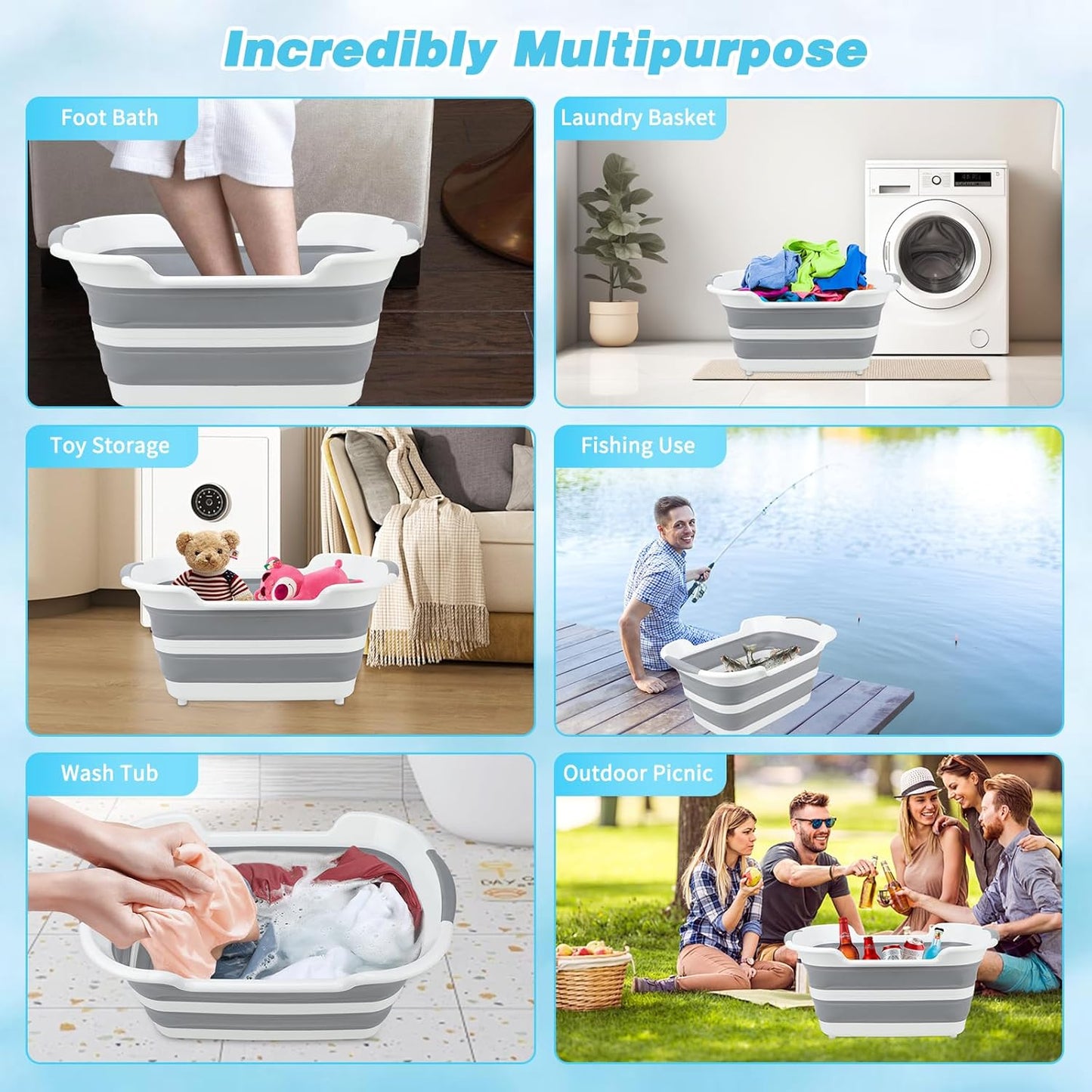 FHTONGE 7.13 Gal/27L Raised Collapsible Dog Bathtub with Drain Hair Catcher, Multifunctional Pet Washtub for Small to M Dog, Portable Puppy Tub Cat Shower Basin Laundry Basket Storage Organize Bucket - Pet Explorer