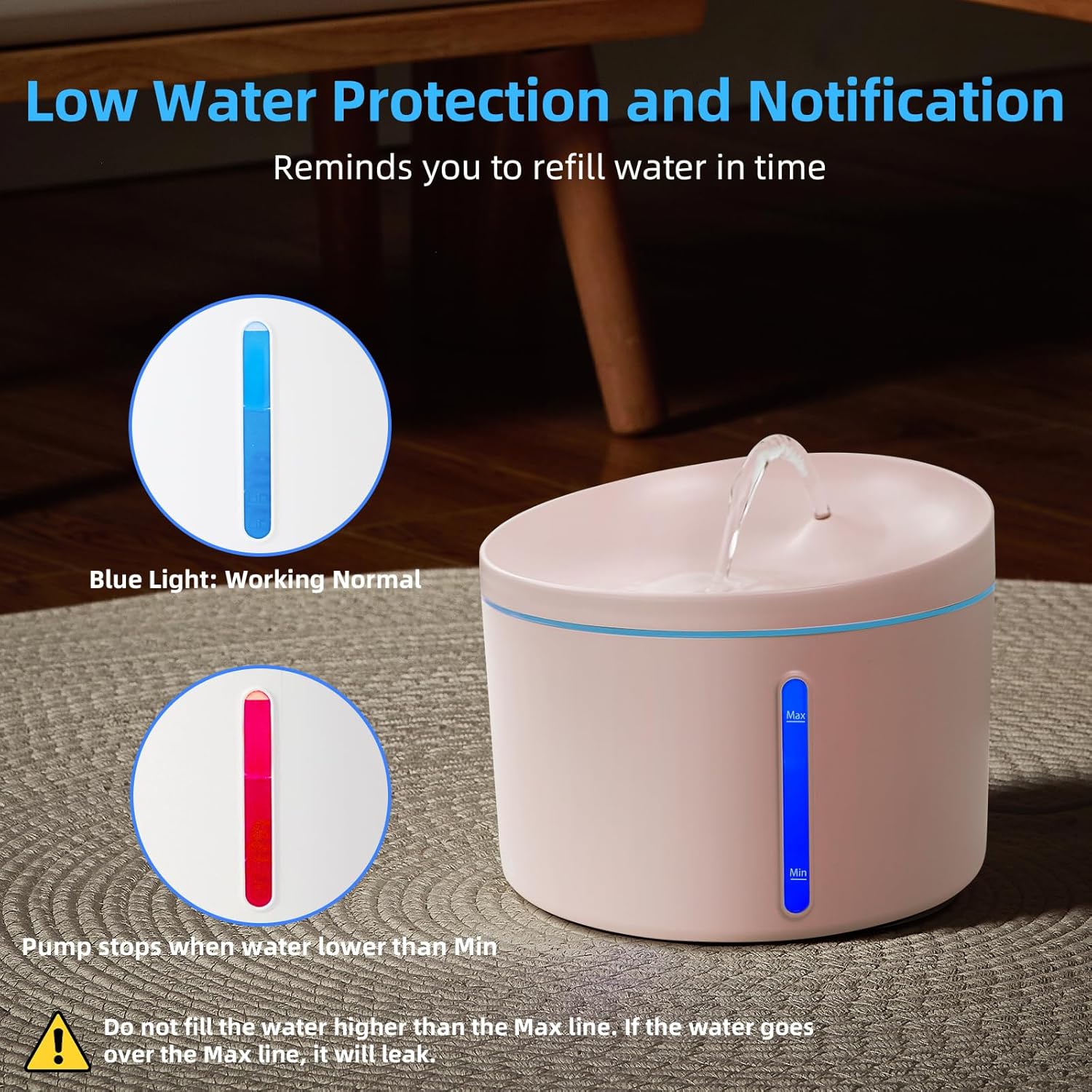 DOGNESS D06 Cat Water Fountain with Filter, Keep Water Fresh Automatic 3.2L Large Capacity Ultra Silent Removable Fresh Cat Water Dispenser for Dogs, Cats, Birds (3.2L Pink) - Pet Explorer