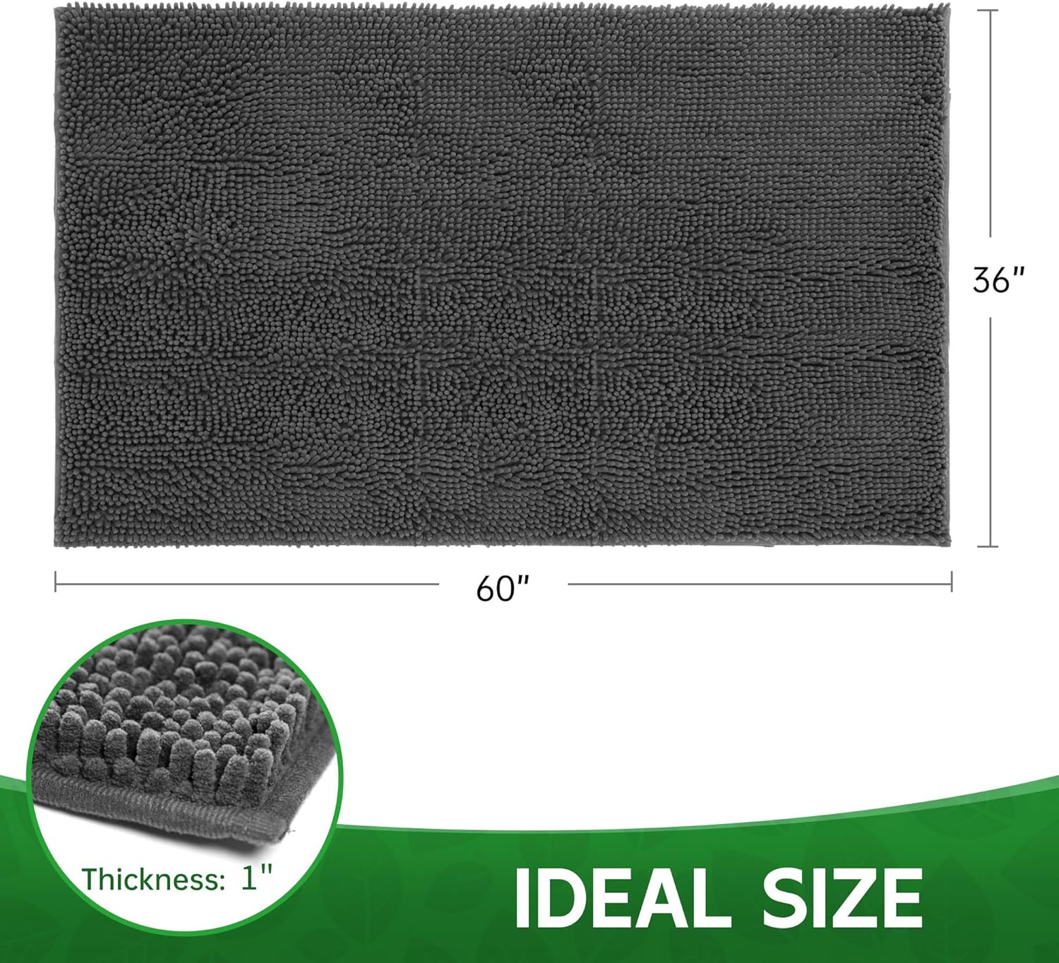 Dog Door Mat Indoor Entrance, 60" x 36" Absorbent & Quick-Drying Mud Rugs, Non-Slip Door Rugs for Entryway Indoor Washable, Soft Chenille Dog Mat for Muddy Paws - Pet Explorer