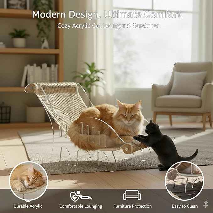 Cat bed for indoor cats cat scratcher bed adjustable acrylic pet bed and pet sofa with sisal - cute dinosaur shape for all small and medium-sized pets and small dog, pet furniture & pet hammock