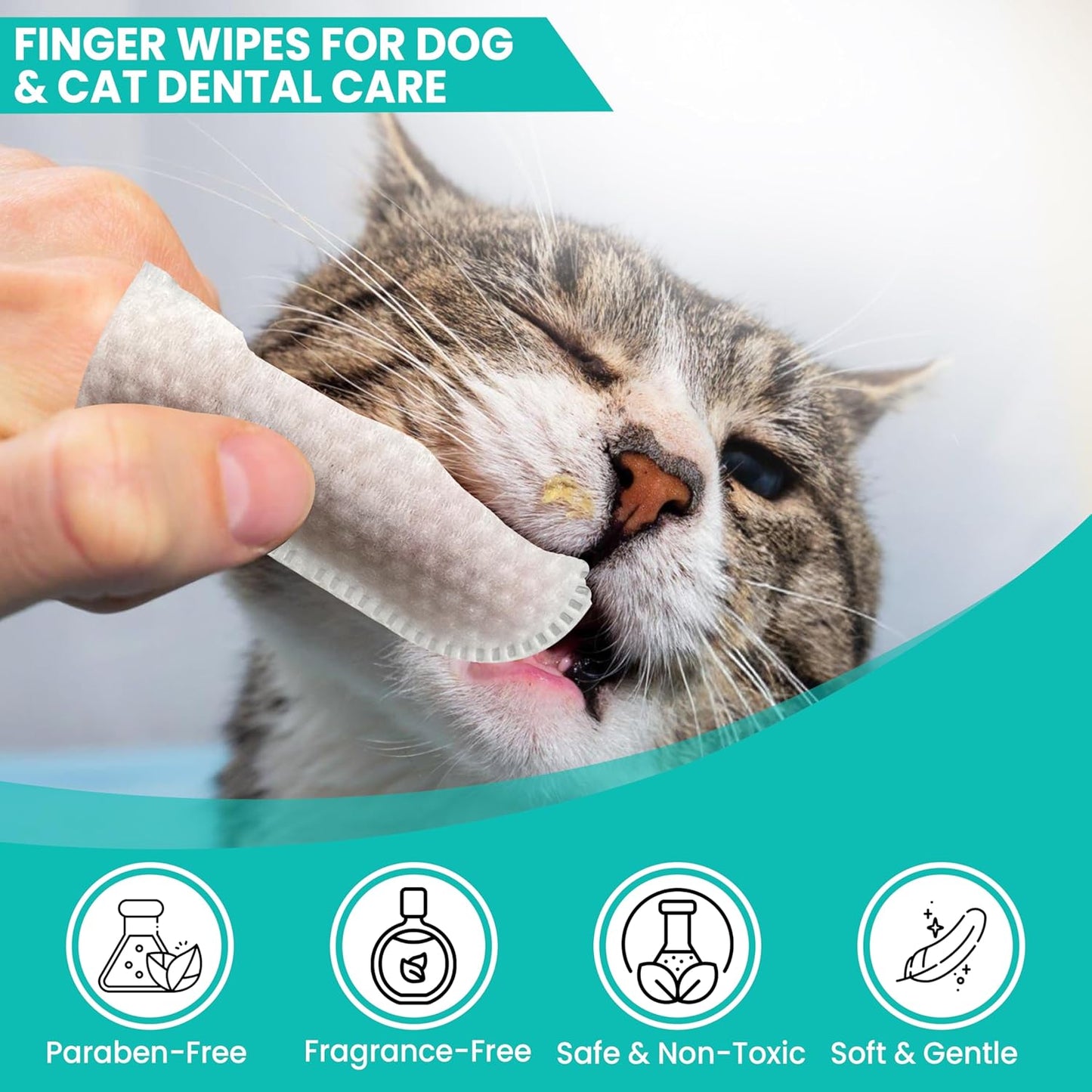 Dog Dental Wipes – 60 Count Natural Pet Dental Finger Wipes for Dogs, Cats – Odorless and Safe Dog and Cat Teeth Cleaning Wipes – Dental Wipes for Dogs Teeth Supports Dental Care, Gum Care - Pet Explorer