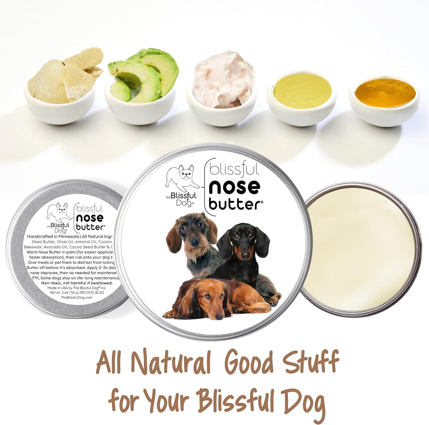 The Blissful Dog Daschund Nose Butter for Dry, Cracked Skin, Lick-Safe Dog Nose Balm with Moisturizing Shea Butter, Almond, Olive, and Essential Oils, Pet Supplies, Uncented, 2 oz. - Pet Explorer