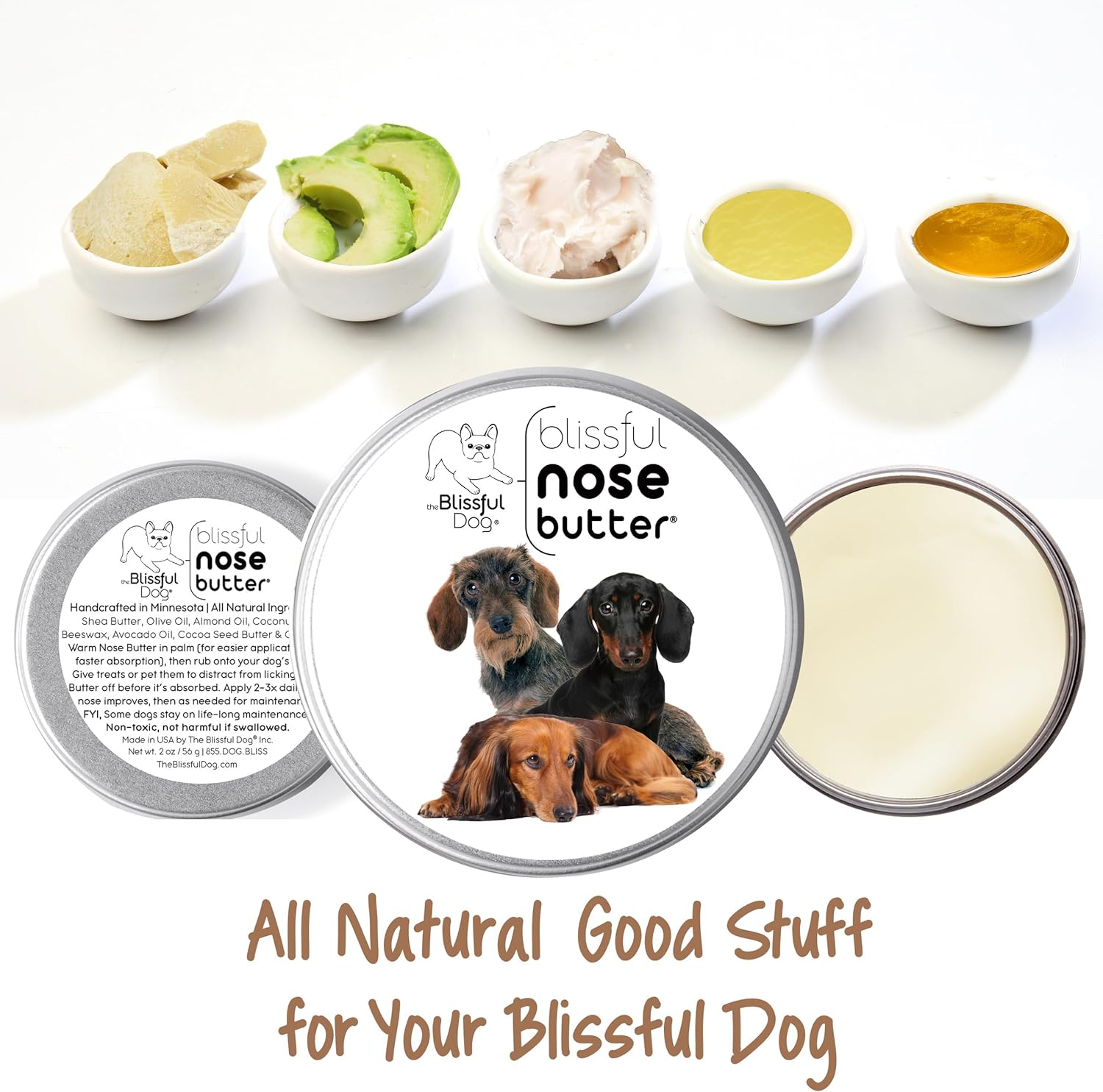 The Blissful Dog Daschund Nose Butter for Dry, Cracked Skin, Lick-Safe Dog Nose Balm with Moisturizing Shea Butter, Almond, Olive, and Essential Oils, Pet Supplies, Uncented, 2 oz. - Pet Explorer