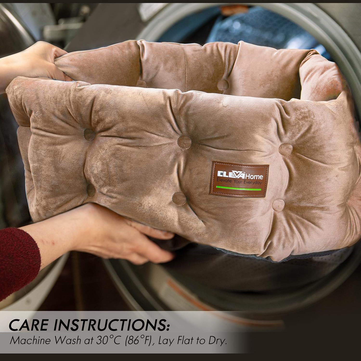 ClevaHome Deep Nest Cat Bed for Small Pets up to 15lbs - Round Cat Beds for Indoor Cats, Luxurious Velvet Feel, Extra High Sides, Machine Washable Comfort Pet Bed with Non-Slip Bottom (Warm Beige) - Pet Explorer