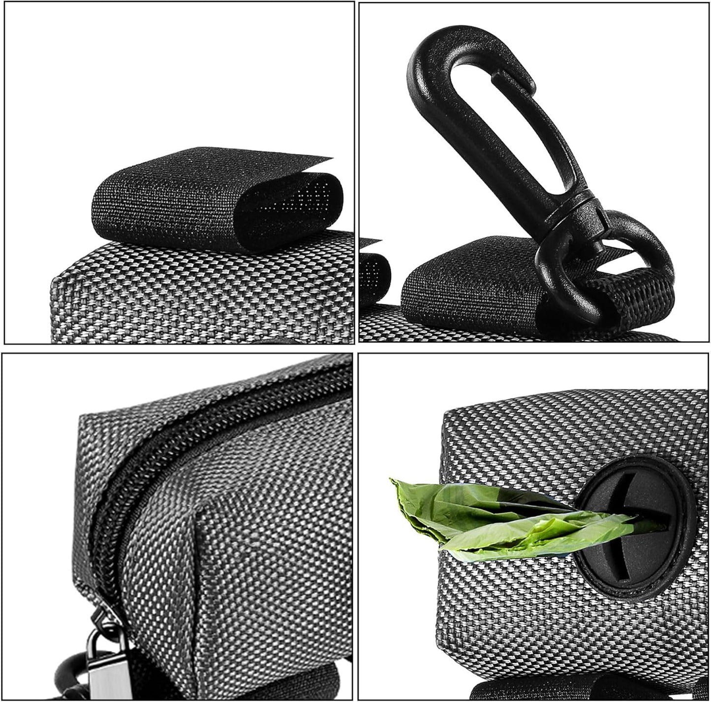Dog Waste Bag Dispenser Pet Poop Bags Holder for Doggie Waste Bags Dispensers Soft Fabric Zipper Small Doggy Puppy Pouch for Leash Accessory Attachment with Carrier,Grey - Pet Explorer
