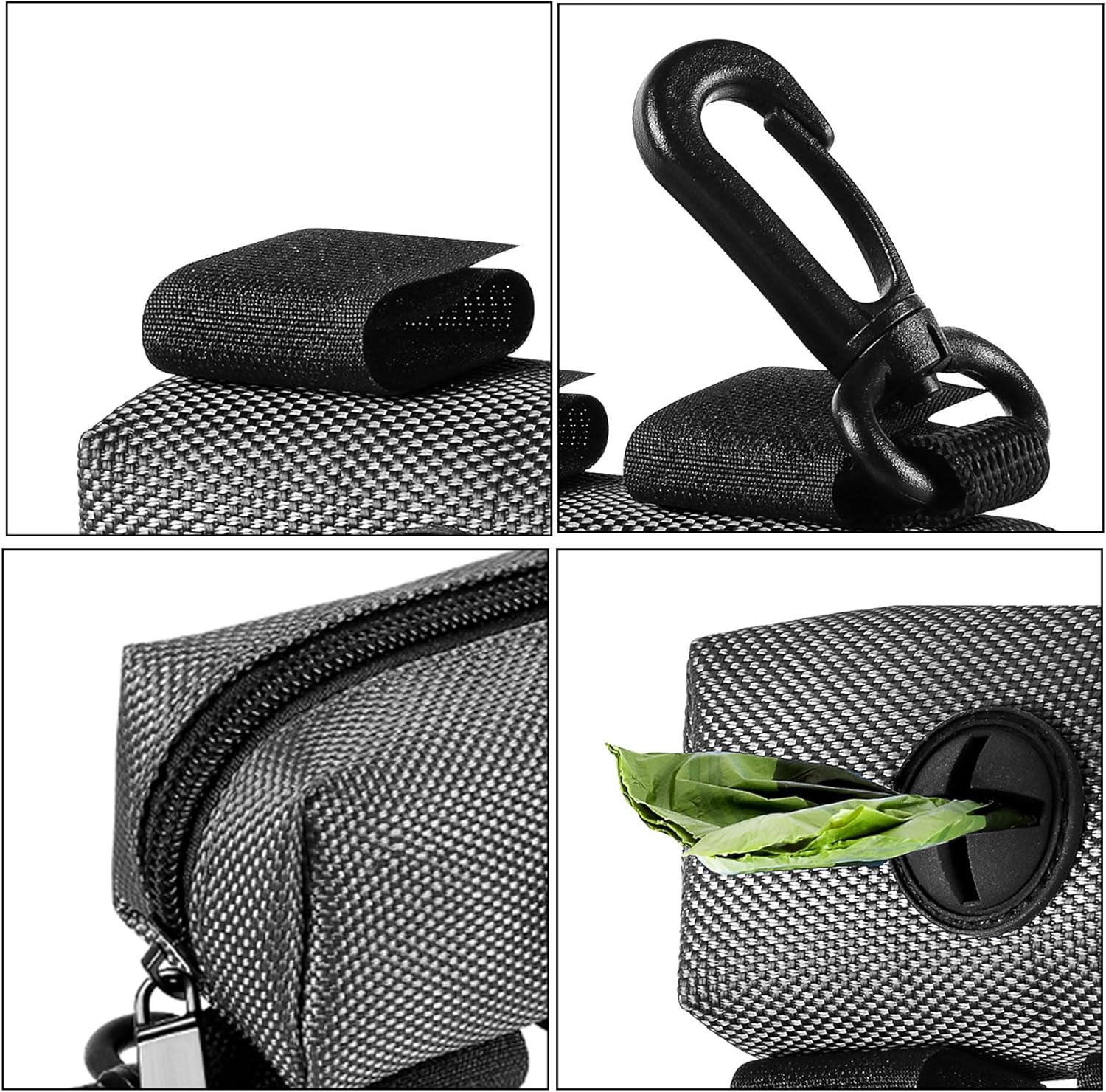 Dog Waste Bag Dispenser Pet Poop Bags Holder for Doggie Waste Bags Dispensers Soft Fabric Zipper Small Doggy Puppy Pouch for Leash Accessory Attachment with Carrier,2PC Grey - Pet Explorer