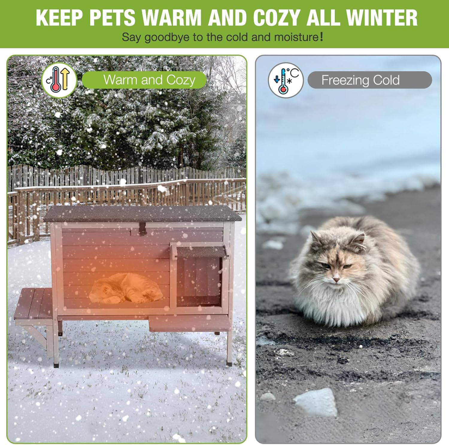 GUTINNEEN Insulated Outdoor Cat House with Triple-Layer Design - Weatherproof Cat Shelter with All-Round Insulated Foam Liner, Elevated Base & Escape Doors for Feral/Stray Cats (Winter-Ready) - Pet Explorer