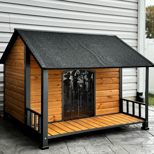 Gutinneen Large Dog House Outdoor Dog Kennel with All-Around Iron Frame Dog Cage Perfect for Small & Medium & Large Dogs,Roomy - Pet Explorer