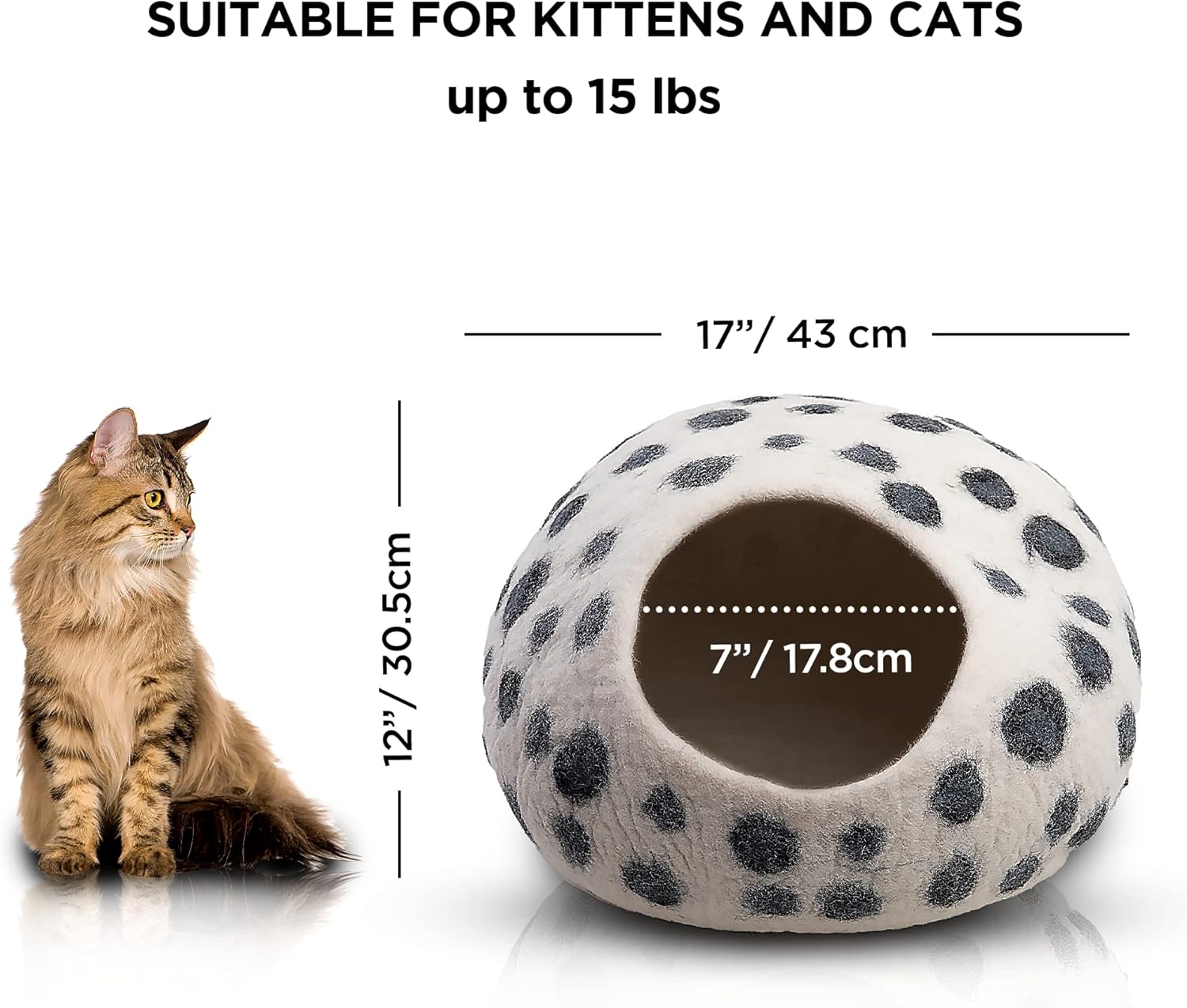 Luxurious Eco-Friendly Merino Wool Cat Cave Bed - Foldable Hideaway Pod for Indoor Cats - Premium Felt Kitten Beds - Covered Cat House for Ultimate Cozy Comfort by Woolygon - Pet Explorer