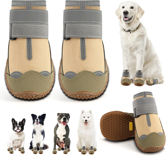 Dog Shoes for Small Dogs, Dog Boots & Paw Protectors for Hardwood Floors, Outdoor Dog Booties for Hot Pavement Winter Snow Hiking, Waterproof Dog Shoes with Reflective Strips Size 2