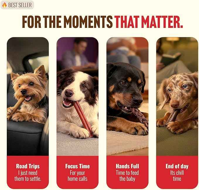 Natural Farm Collagen Dog Chews (12 Inch, 5 Pack), Odor-Free Long Lasting Bully Sticks & Rawhide Alternative Dog Treats, 95% Collagen Low Fat, High Protein – Medium & Large Dogs