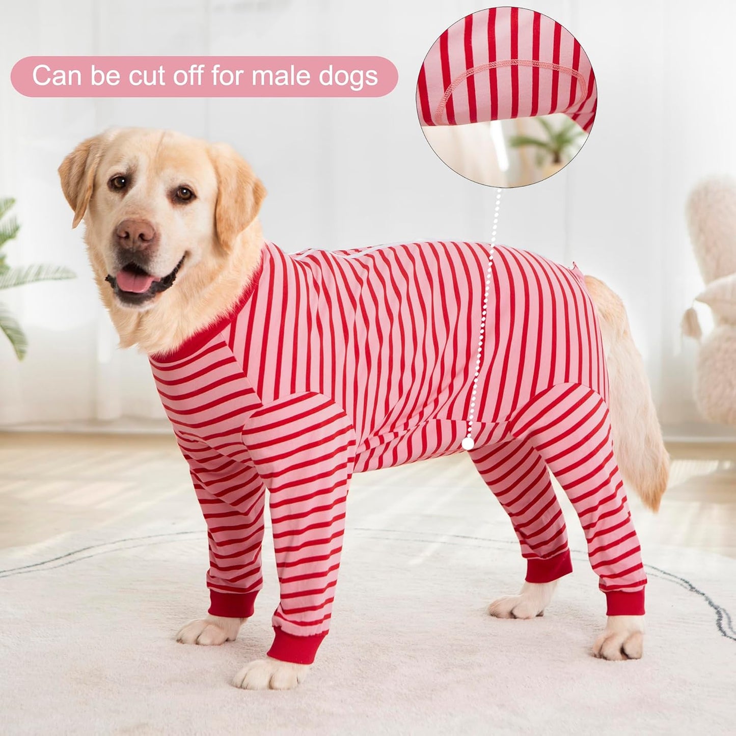 Yeapeeto Dog Onesie Surgery Recovery Suit for Large Medium Bodysuit Dogs Pajamas PJS Full Body for Shedding, Prevent Licking, Wound Protection, Cone Alternative… (Red Pink, 7X-Large (Pack of 1))