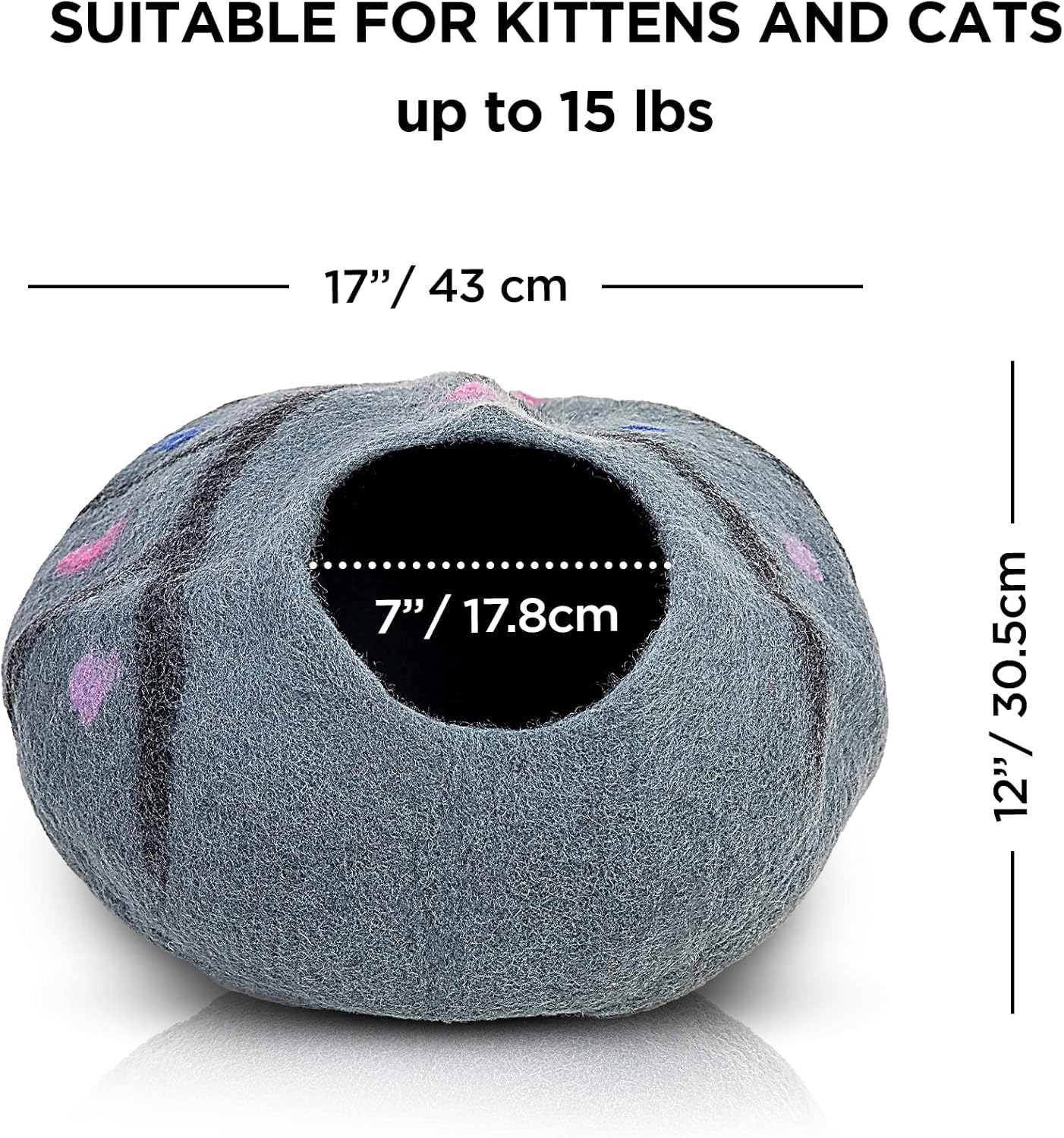 Woolygon Premium Felt Cat Cave Bed – Wool Kitty Beds Handcrafted Kitten Caves Bed for Indoor Cats - Made from 100% Eco-Friendly Merino Wool, Foldable Cat Hidewawy Covered Cat Houses (Enchanted Tree) - Pet Explorer