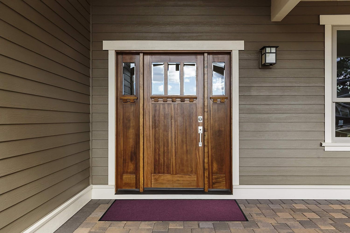 WaterHog Diamond | Commercial-Grade Entrance Mat with Rubber Border – Indoor/Outdoor, Quick Drying, Stain Resistant Door Mat (Red/Black, 3' x 12')