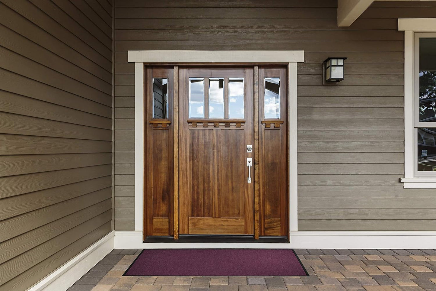 WaterHog Diamond | Commercial-Grade Entrance Mat with Rubber Border – Indoor/Outdoor, Quick Drying, Stain Resistant Door Mat (Medium Blue, 3' x 8')