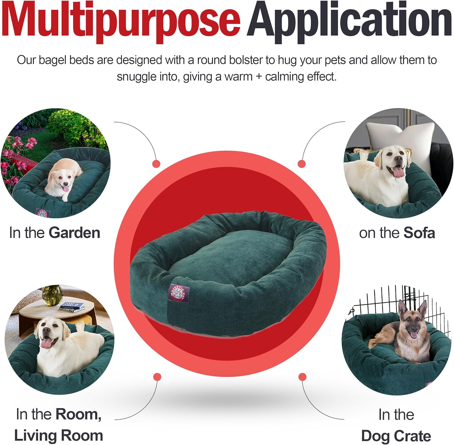Majestic Pet 24 Inch Micro Velvet Calming Dog Bed Washable 24x19x7 (inch) – Cozy Soft Round Donut Dog Bed with Spine for Head Support - Pet Bed Small – Marine (2025) - Pet Explorer