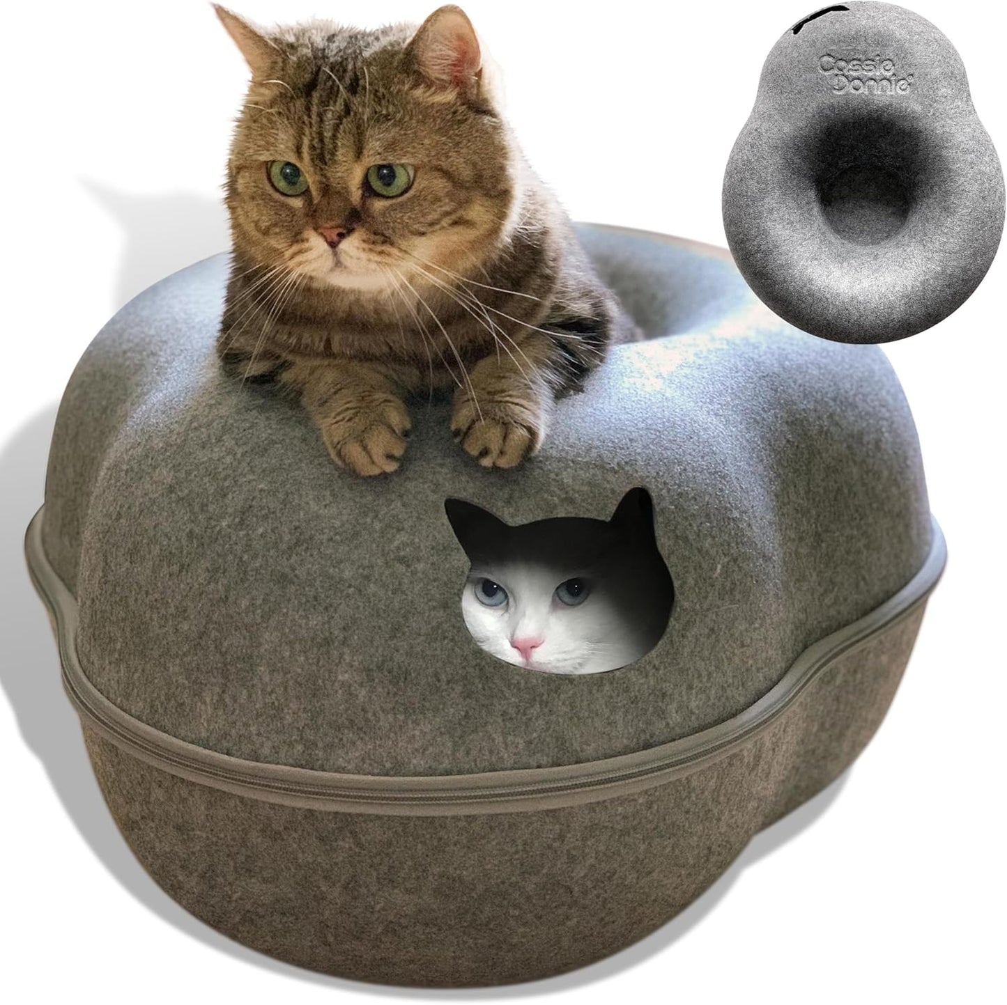 Premium Cat Bed caveTunnel Hiding Places for Indoor Cats(Large) Houses & Condos. Washable100% Nontoxic Eco-Friendly. Spaciousfor 2 Cats - Pet Explorer