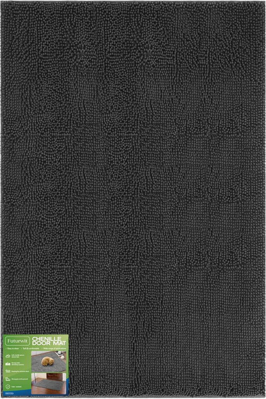 Dog Door Mat for Muddy Paws, 72" x 48" Chenille Absorbent Front Door Mat Inside, Large Runner Mud Mat for Dogs, Trap Dirt Washable Non Slip Outdoor Indoor Entrance Doormats, Grey - Pet Explorer