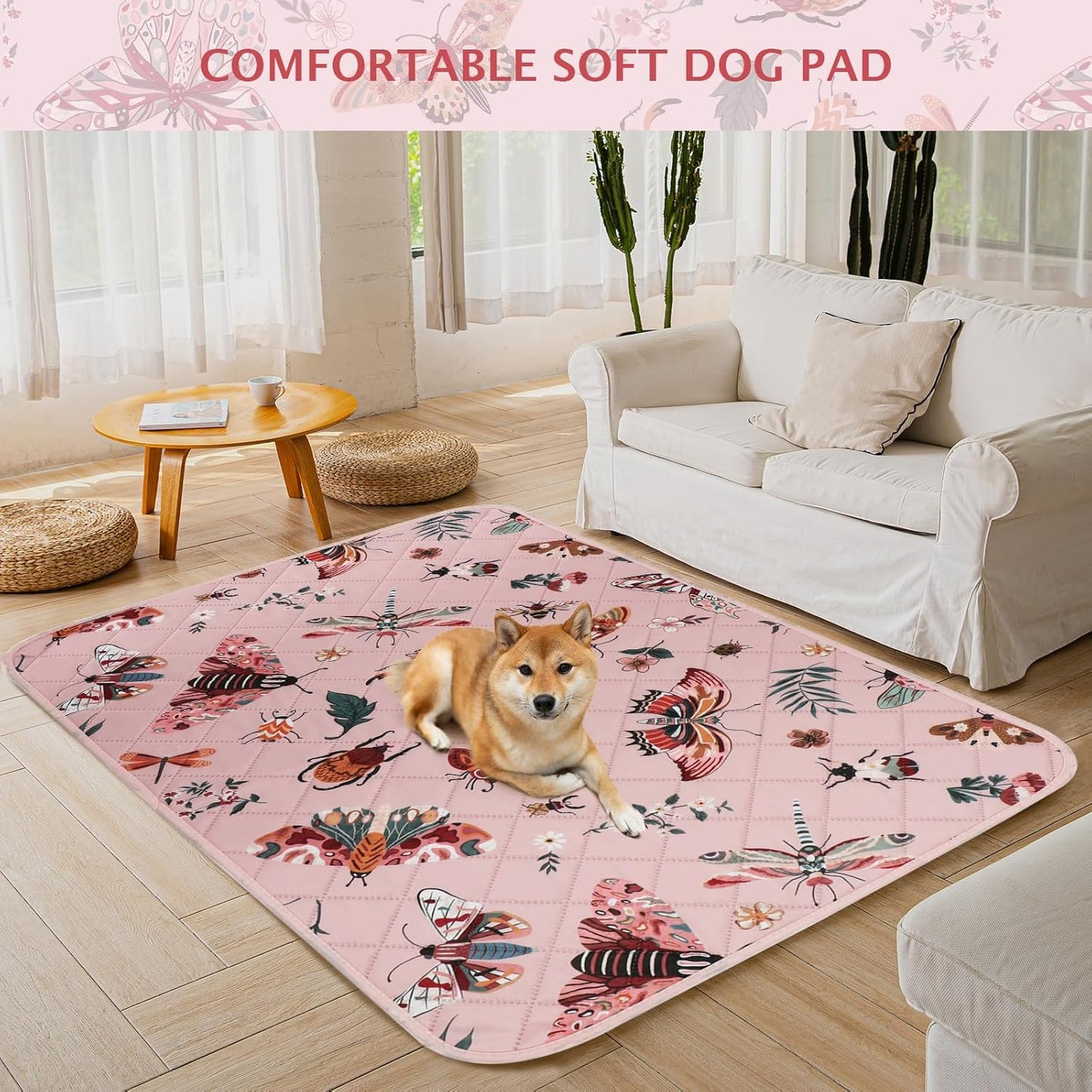 IEUUMLER Washable Pee Pads for Dogs, 1 Pack Insect Pattern Reusable Waterproof Puppy Potty Pads, Non-Slip Absorbent Pet Training Pads for Playpen Crate Bed EU014 - Pet Explorer