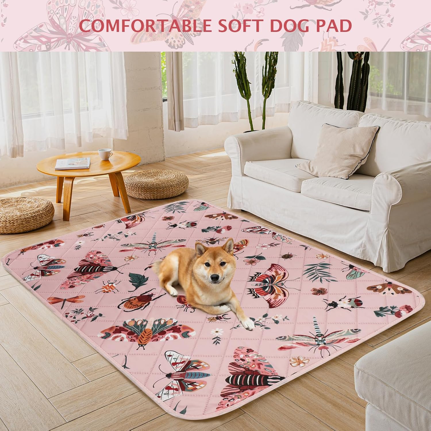 IEUUMLER Washable Pee Pads for Dogs, 1 Pack Insect Pattern Reusable Waterproof Puppy Potty Pads, Non-Slip Absorbent Pet Training Pads for Playpen Crate Bed EU014 - Pet Explorer