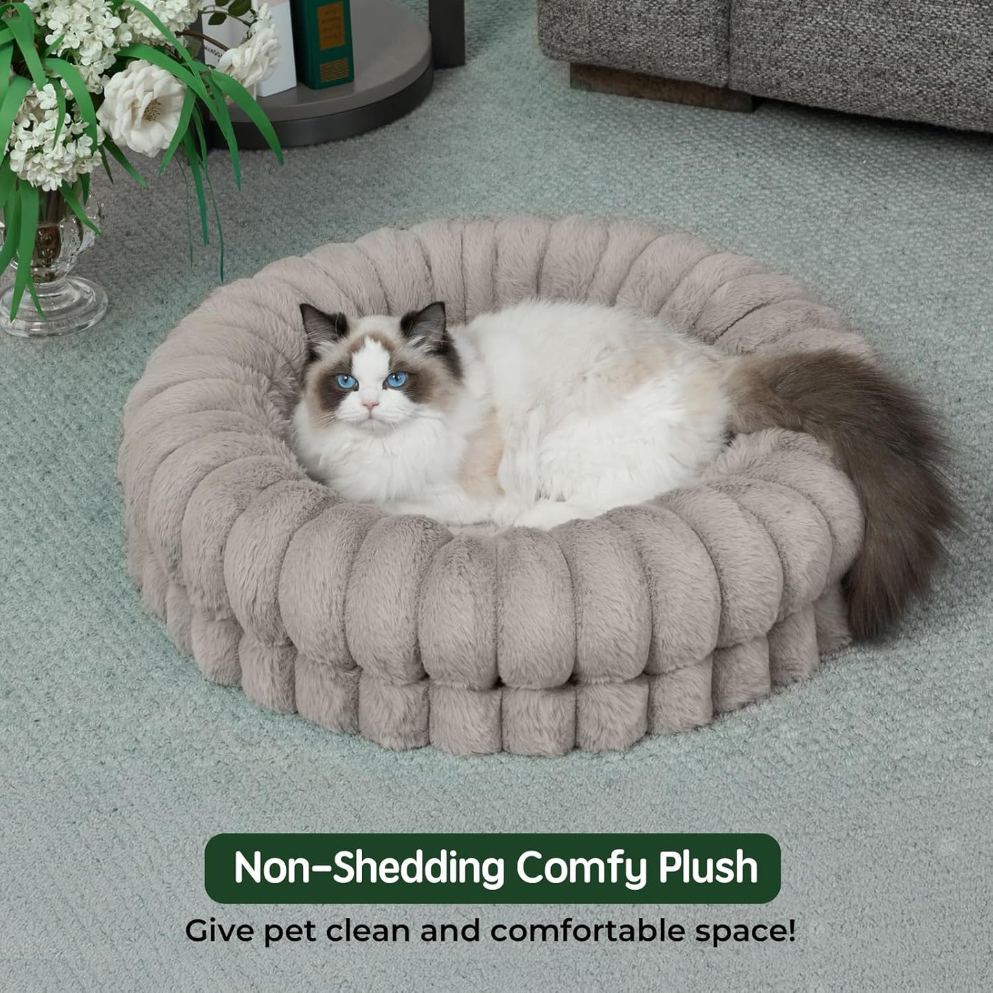 BALANCE Luxury Donut Dog Bed, 23 Inches Round Dog Beds for Small Dogs Washable, Orthopedic Calming Pet Bed for Puppy and Cats with Anti-Slip Bottom, Oatmeal - Pet Explorer