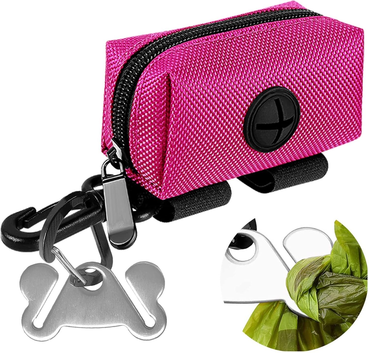 Dog Waste Bag Dispenser Pet Poop Bags Holder for Doggie Waste Bags Dispensers Soft Fabric Zipper Small Doggy Puppy Pouch for Leash Accessory Attachment with Carrier,Pink - Pet Explorer
