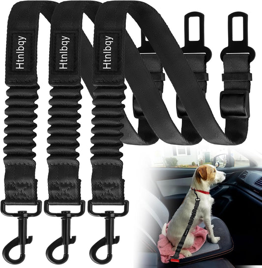 Thickened Dog Seat Belt for Car, 3 Pack Set Retractable Dog Car Leash Adjustable Dog Seat Belt for Vehicle Nylon Pet Safety Seat Belts Heavy Duty & Elastic,Seat Belt for Large Dogs in Car, Black - Pet Explorer