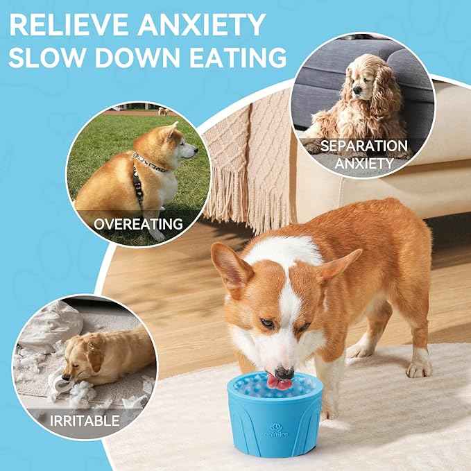 Dog Slow Feeder Lick Bowl, Anxiety Relief Dog Licking Mat Treat Dispenser, Non-Slip Anti-Choking Slow Eating Lick Bowl for Small Medium and Large Breed Dogs, BPA Free Silicone