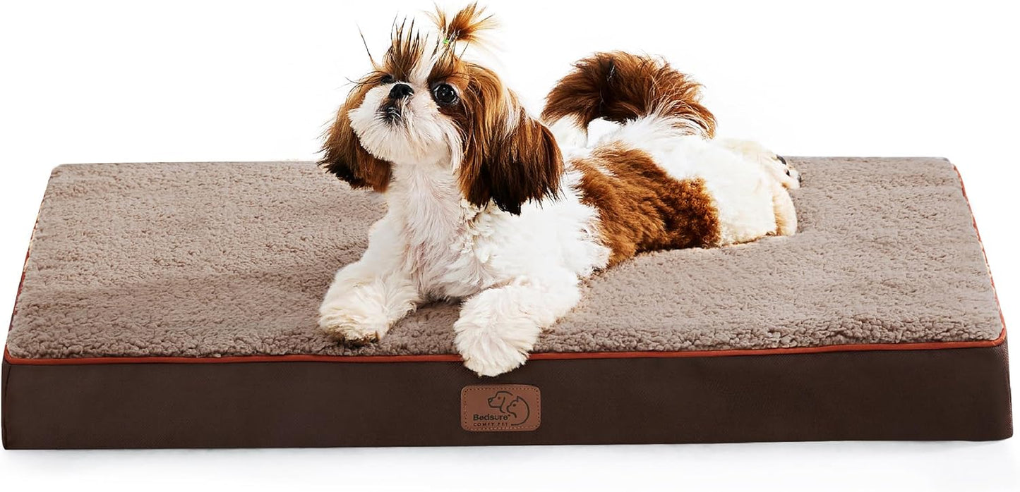 Bedsure Dog Bed for Small Dogs - Orthopedic Flat Puppy Beds with Removable Washable Cover, Egg Crate Foam Pet Mat, Suitable for Pet Up to 20 lbs - Pet Explorer