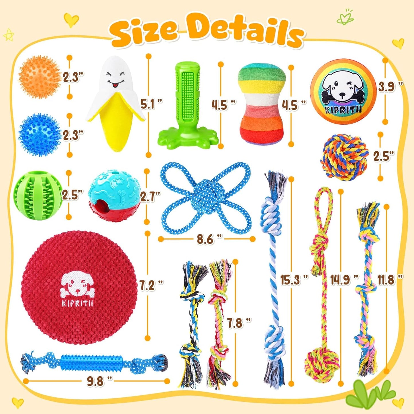 KIPRITII 25 Pack Various Puppy Dog Toys for Teething, Entertainment & Interaction, Puppy Chew Toys Pack with Rope Toy, Treat Balls and Dog Squeaky Toys for Puppies & Small Dogs - Pet Explorer