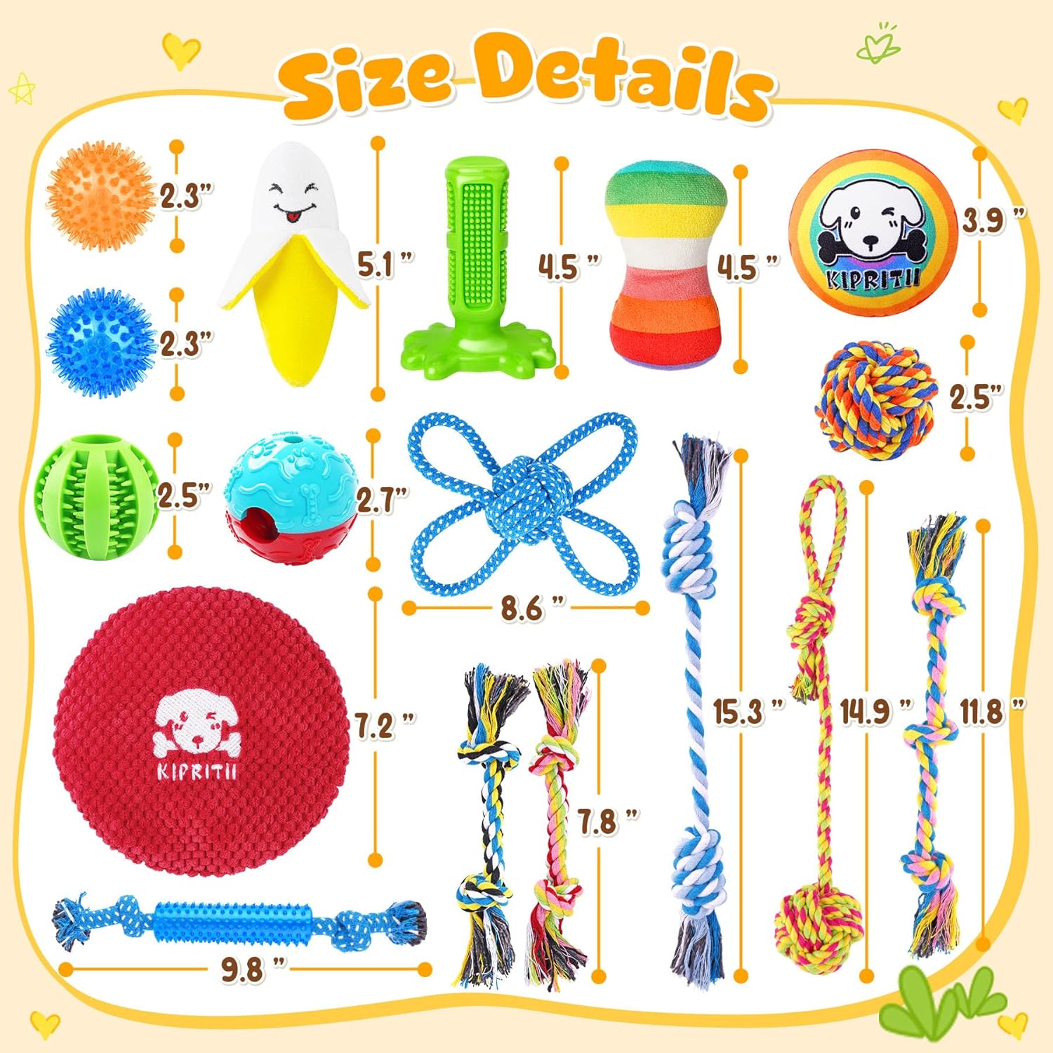 KIPRITII 25 Pack Various Puppy Dog Toys for Teething, Entertainment & Interaction, Puppy Chew Toys Pack with Rope Toy, Treat Balls and Dog Squeaky Toys for Puppies & Small Dogs - Pet Explorer