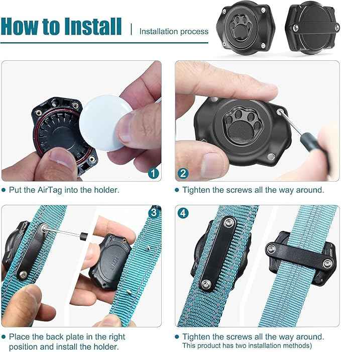 AirTag Dog Collar Holder, 100% Waterproof Air Tag Mount, Compatible with Apple Air Tag for Dogs & Cat Collars, Ultra-Durable Dog Collar AirTag Holder - Fits All Width Collars (4 Pack)